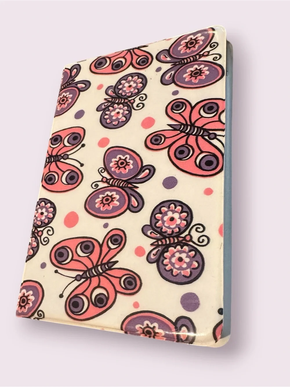 Vintage Set of Two Small Notebook Pads w/Cover Pink Butterfly & Yellow Owl Print